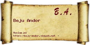 Beju Andor névjegykártya